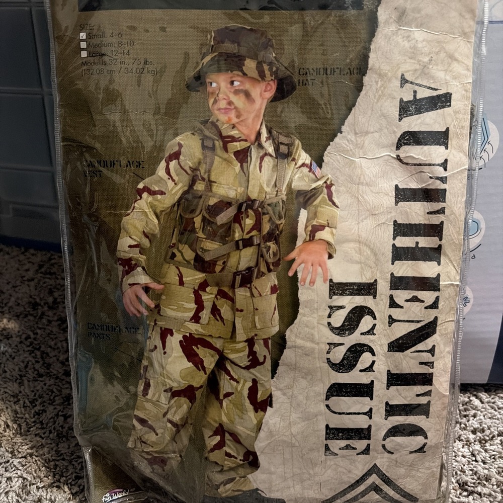Official Army Gear Delta Force Youth Costume Small 4-6 Camo Shirt.pants,hat,vest
